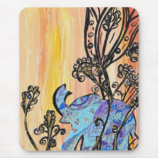 Elefante azul pequeno Mousepad (Frente)