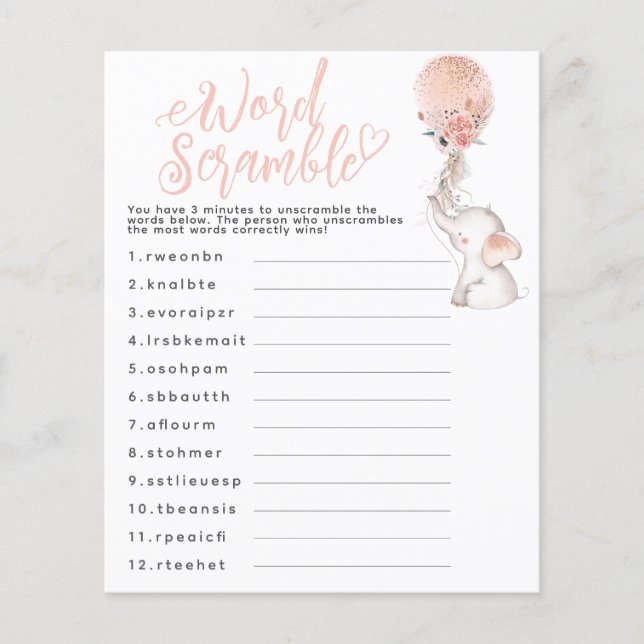 Elefante Balão de Chá de fraldas Jogo Bebê (Frente)