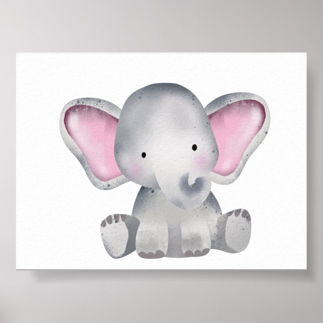 Elefante bebê aquarela sentado poster (Frente)