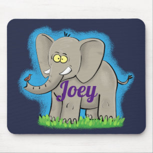 Elefante bonito com mouse pad de animação de pássa