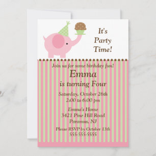 Elefante bonito do bebê & convite do aniversário