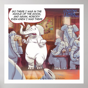 Elefante Branco Engraçado Na Poster Da Sala