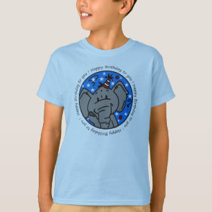 Elefante canta camiseta feliz de aniversário