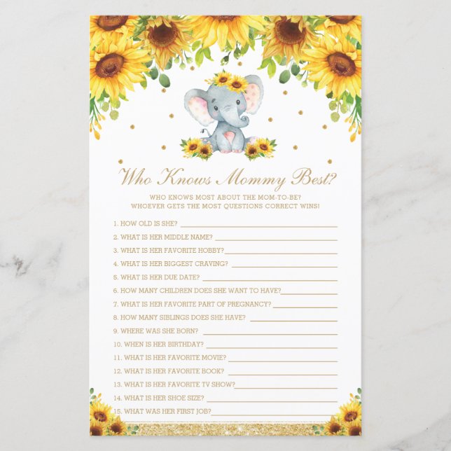 Elefante Chic Sunflower Que Conhece Melhor Jogo De (Frente)