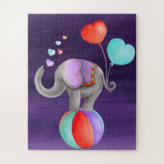 Elefante circus watercolor quebra-cabeça (Vertical)