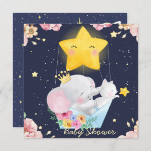 Elefante Com Convite Para Chá de fraldas De Kitten