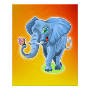 Elefante com Impressão de Fotografia de Borboleta