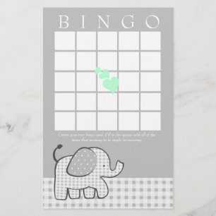 Elefante com o cartão do Bingo do guingão dos