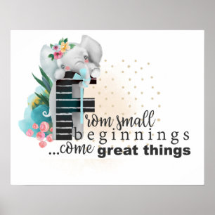 Elefante Cute Baby Say Floral Poster