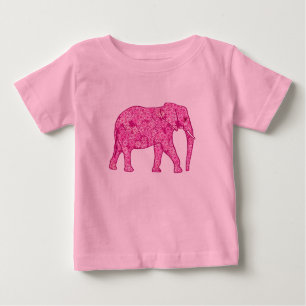 Elefante da flor - T-Shirt bebê rosa-rosa-fuchsia