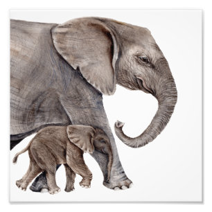 Elefante da mãe com impressão da arte da foto do
