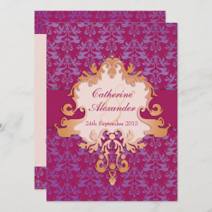 Elefante damask Red ouro convite para casamento
