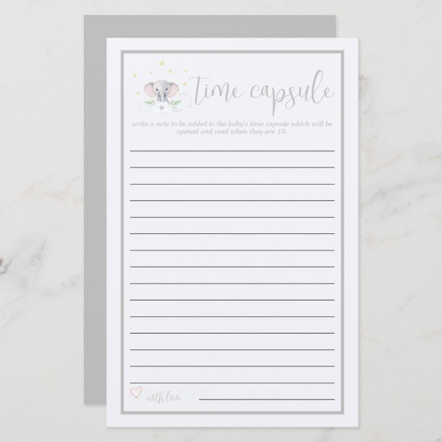 Elefante de cápsula do jogo do chá de fraldas (Frente/Verso)