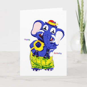 Elefante de cartão de aniversário, aniversário inf