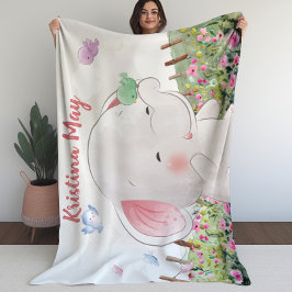 Elefante de cobertor de crianças com pássaros emba