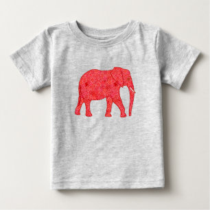 Elefante de flores - T-Shirt de bebê vermelho e c