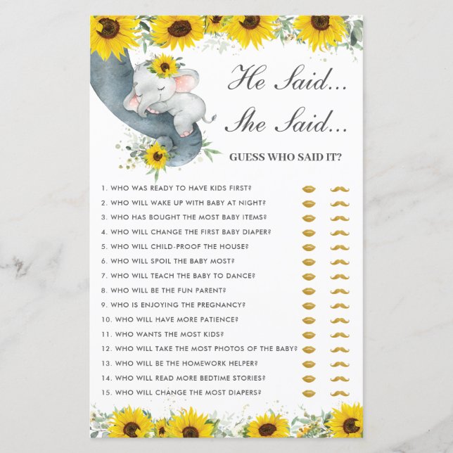 Elefante De Girassol Ele Disse Que Disse Jogo De A (Frente)