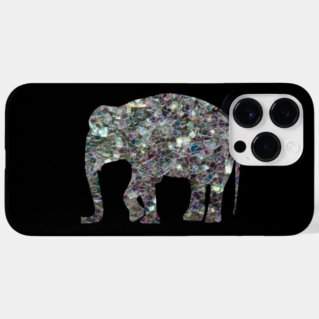 Elefante de mosaico prateado cintilante (Verso (horizontal))