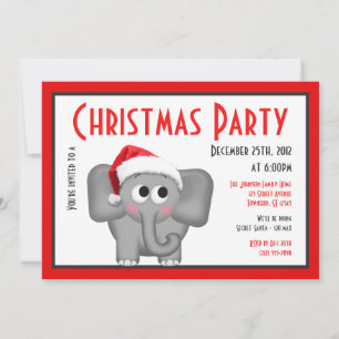 Elefante de Papai Noel Bonito - Convites de Natal