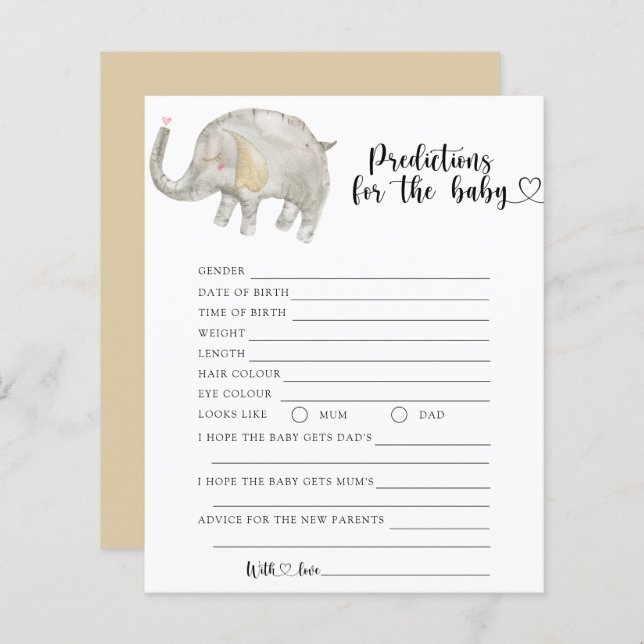 Elefante do balão - previsões e conselhos para beb (Frente/Verso)