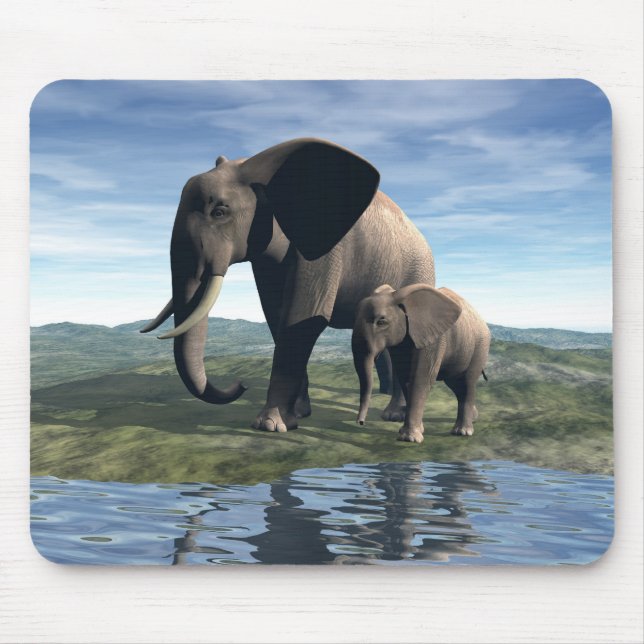 Elefante e bebê Mousepad (Frente)