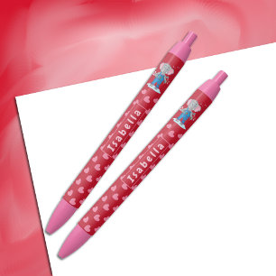 Elefante e corações lindos, caneta vermelha e rosa