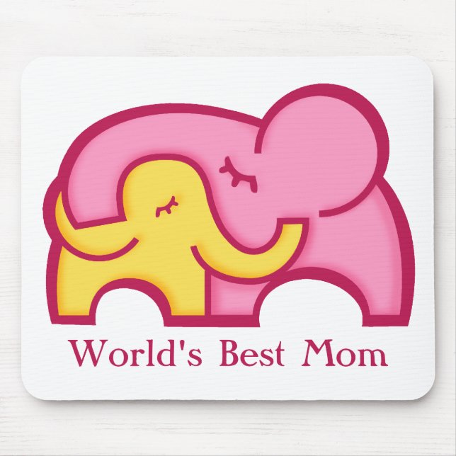 Elefante e filhote melhor mãe do mundo mousepad (Frente)