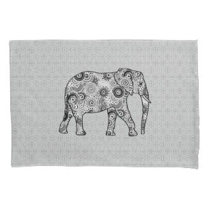 Elefante em redemoinho fractal - cinza, preto e br