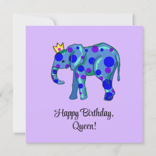 Elefante Feliz Aniversário Queen Flat Card