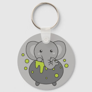 Elefante Feliz Halloween Cauldron Bat Chaveiro