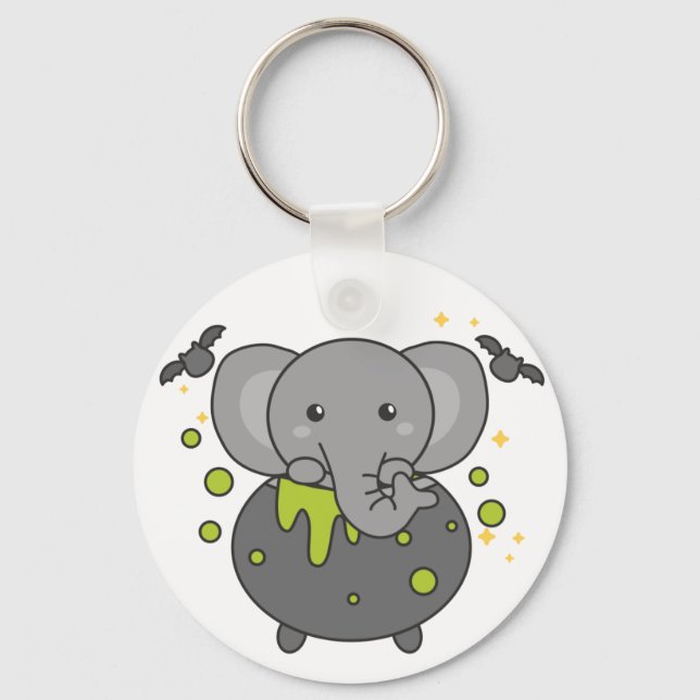 Elefante Feliz Halloween Cauldron Bat Chaveiro (Frente)