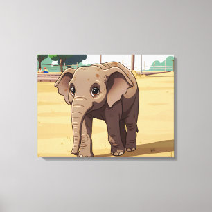Elefante fofo de perto impressão em tela
