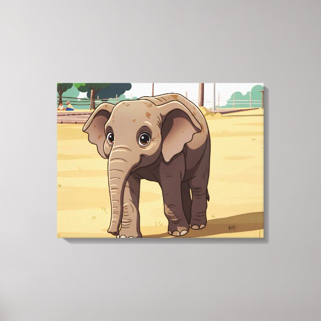 Elefante fofo de perto impressão em tela (Frente)