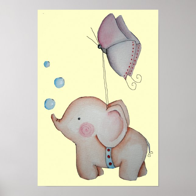 Elefante giro com Poster de borboleta (Frente)