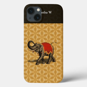 Elefante indiano com pano vermelho