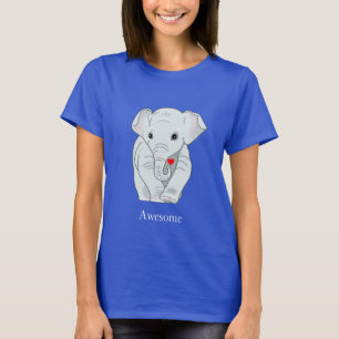 Elefante Jovem Fofo Segurando uma Camiseta com Cor