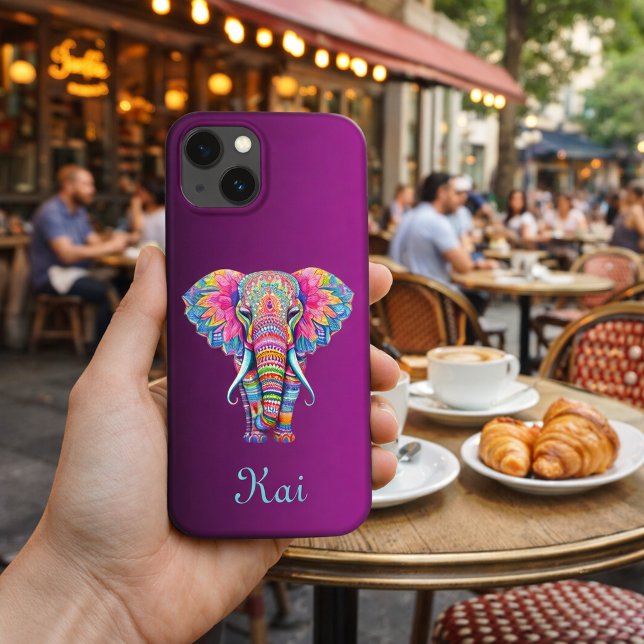 Elefante Mandala Colorido com Nome Personalizado (Criador carregado)