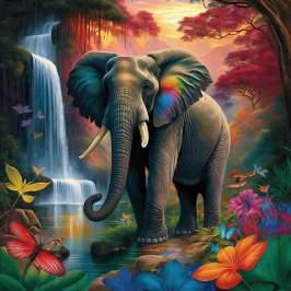 Elefante na paisagem majestosa Quebra-cabeça de Ji
