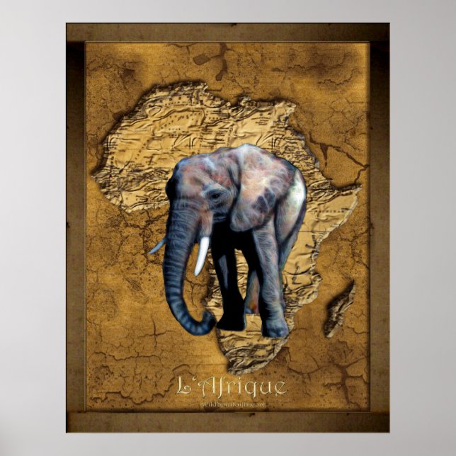 Elefante no Mapa Russo da África - Poster de Arte (Frente)