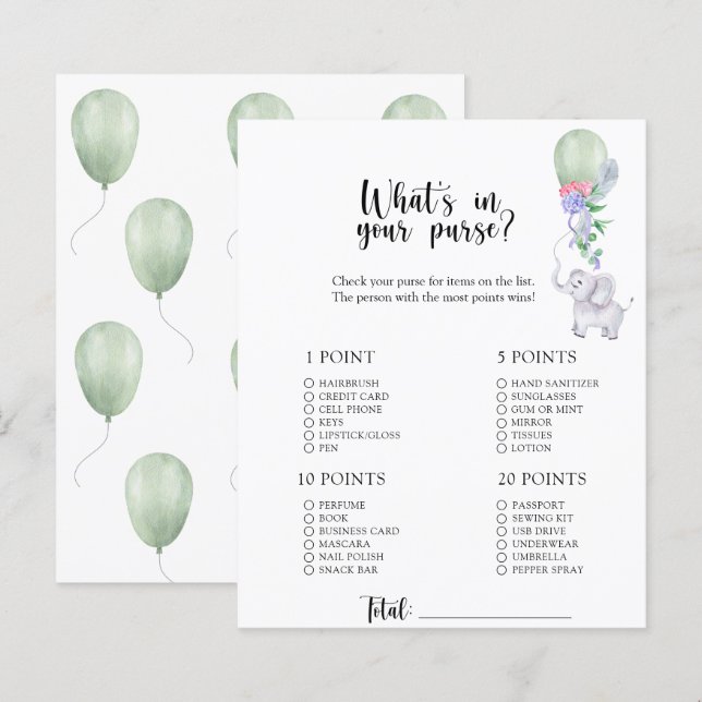 Elefante - O que há no seu jogo de chá de fraldas (Frente/Verso)