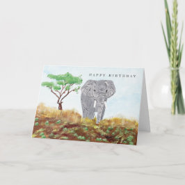 Elefante Pintado Fica Selvagem Cartão de Aniversár