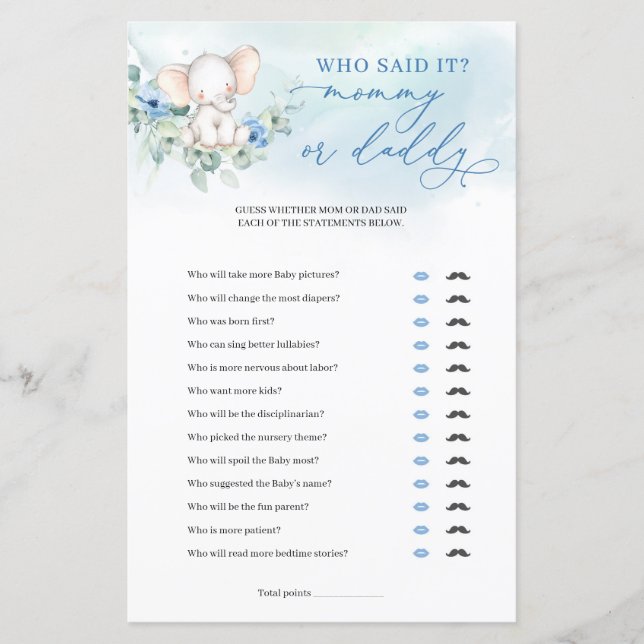 Elefante popular florais azul empoeirado Mamãe ou  (Frente)