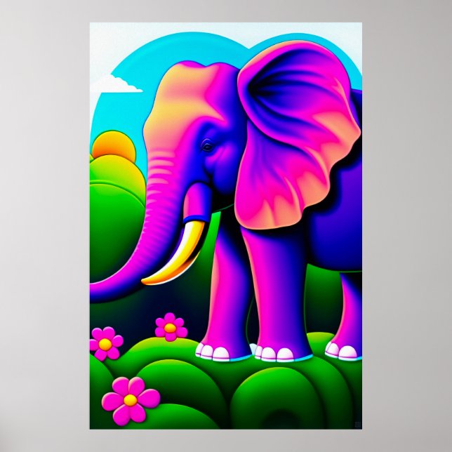 Elefante Rosa - Impressão de Arte Canvas (Frente)
