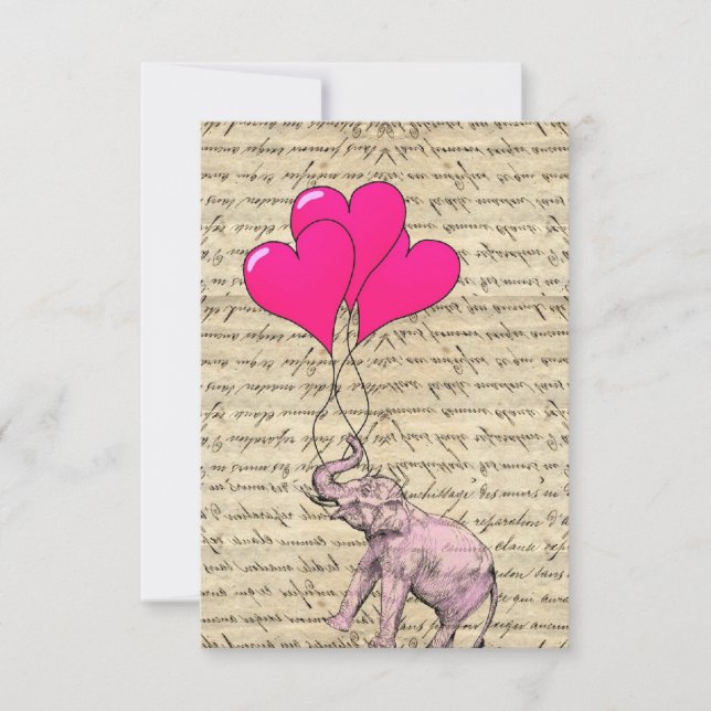 Elefante rosa segurando balões (Frente)
