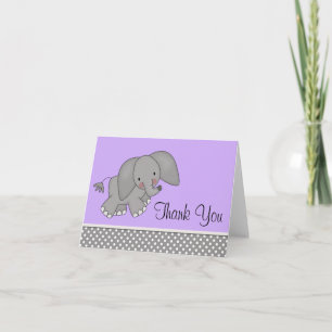 Elefante Roxo Bonito Obrigado Cartões