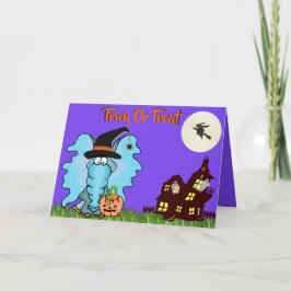 Elefante "Trick or Tratating" no Cartão de Dia das
