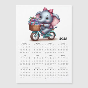 Elefante Whimsical em um Calendário de Íman Bicicl