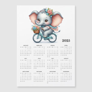 Elefante Whimsical em um Calendário do Magnet da B
