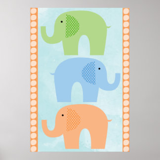 Elefantes Baby Boy ou Girl Nursery Poster