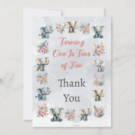 Elefantes Boho Jungle Flowers Cartões de agradecim